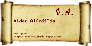 Vider Alfréda névjegykártya
